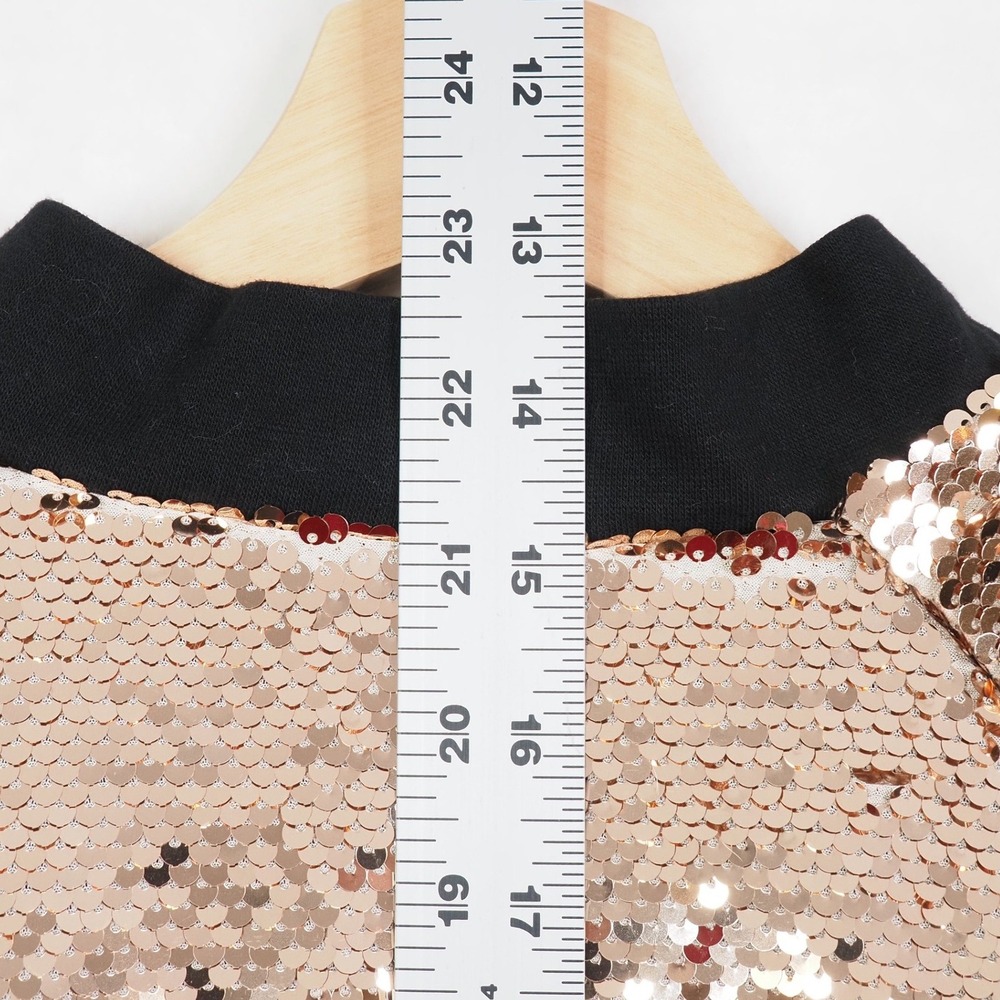 Womens Sequin Bomber Jacket Medium Rose Gold Bachelorette Festival Glam NWT - Picture 10 of 10